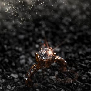 Luxury gold plated ring with crystals, space for your text